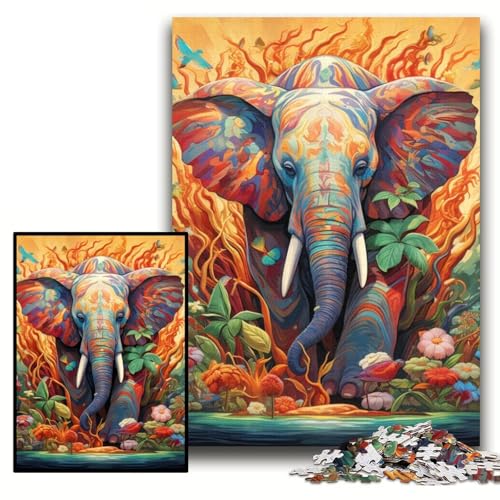 Puzzle für Erwachsene, 1000 Teile, Kunst-Elefanten-Puzzles für Erwachsene, 26x38cm, Denkspiel für Teenager und Familieninteraktion von ZKYUBEK
