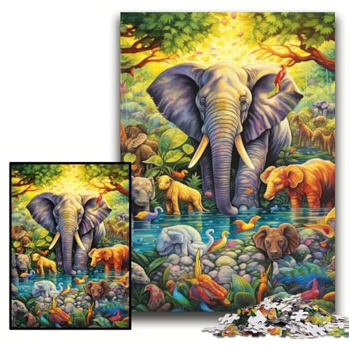 Puzzle für Erwachsene, 1000 Teile, Kunst-Elefanten-Puzzles für Erwachsene, 26x38cm, Denkspiel für Teenager und Familieninteraktion Puzzle für Erwachsene, 1000 Teile, Kunst-Elefanten-Puzzles für Erwachsene, 26x38cm, Denkspiel für Teenager und Familieninteraktion von ZKYUBEK