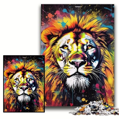 Puzzle für Erwachsene, 1000 Teile, Löwen-Graffiti-Kunst, Holzpuzzle, 50x75cm, Spaß für den Familienspielabend, dekoratives Kunstwerk zum Selbermachen Puzzle für Erwachsene, 1000 Teile, Löwen-Graffiti-Kunst, Holzpuzzle, 50x75cm, Spaß für den Familienspielabend, dekoratives Kunstwerk zum Selbermachen von ZKYUBEK
