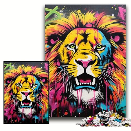 Puzzle für Erwachsene, 1000 Teile, Löwen-Graffiti-Kunst-Puzzle für Erwachsene, 50x75cm, Eltern, Partner, Freunde – ab 14 Jahren Puzzle für Erwachsene, 1000 Teile, Löwen-Graffiti-Kunst-Puzzle für Erwachsene, 50x75cm, Eltern, Partner, Freunde – ab 14 Jahren von ZKYUBEK