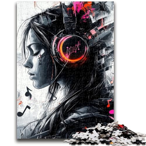 Puzzle für Erwachsene, 1000 Teile, Mädchen mit Kopfhörern, ab 14 Jahren, Denksportspiel, Erwachsene und Jugendliche, 50x75cm von ZKYUBEK