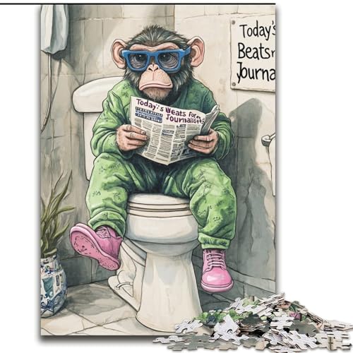 Puzzle für Erwachsene, 1000 Teile, Monkey Go Toilet, Unmögliches Puzzle für Erwachsene, Größe 26x38cm, Familienspaß, Gehirntraining, Teenager von ZKYUBEK