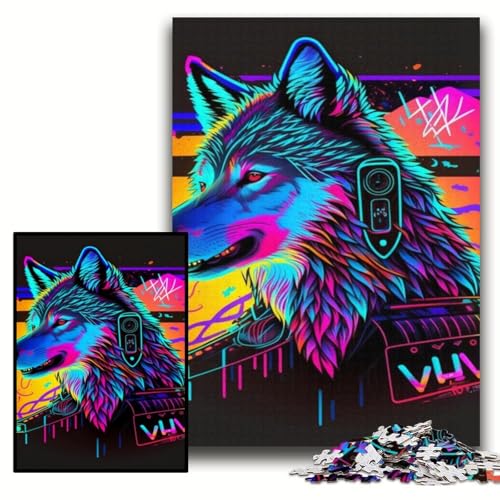 Puzzle für Erwachsene, 1000 Teile, Neon-Wolf-Puzzles für Erwachsene, 50x75cm, Gehirn-Herausforderung, Teenager und zur Heimdekoration Puzzle für Erwachsene, 1000 Teile, Neon-Wolf-Puzzles für Erwachsene, 50x75cm, Gehirn-Herausforderung, Teenager und zur Heimdekoration von ZKYUBEK