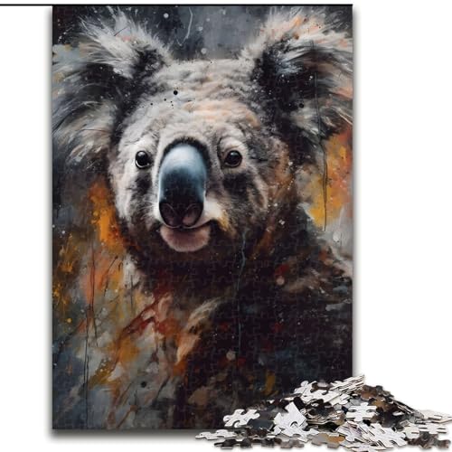 Puzzle für Erwachsene, 1000 Teile, Öl-Koala-Porträt, Kartonpuzzle, Größe 26x38cm, anspruchsvolles Denkspiel – entspannendes Spielzeug für Teenager von ZKYUBEK
