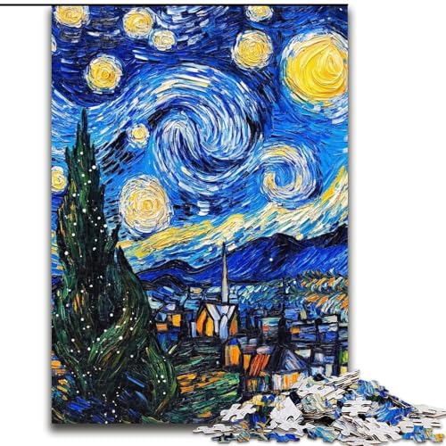 Puzzle für Erwachsene, 1000 Teile, Ölgemälde mit Nachthimmel, 26x38cm, Denkspiel für Teenager und Familieninteraktion von ZKYUBEK