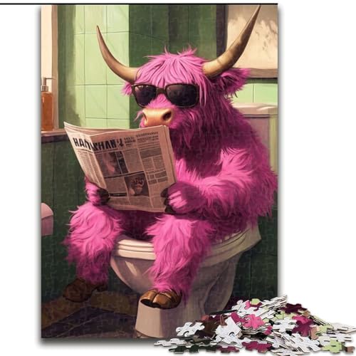 Puzzle für Erwachsene, 1000 Teile, Pink Yak Go Toilet, Puzzle für Erwachsene, Größe 26x38cm, für die Heimdekoration, ideales Weihnachts- und Neujahrsgeschenk für Teenager von ZKYUBEK