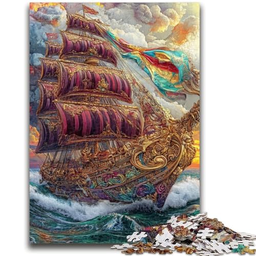Puzzle für Erwachsene, 1000 Teile, Piratenschiff, Spielspielzeug, jedes Teil ist einzigartig – anspruchsvolles Familienspiel für ab 14 Jahren, 50x75cm von ZKYUBEK