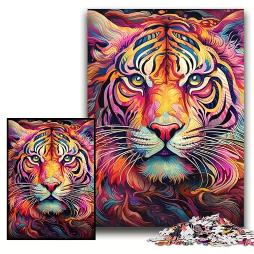Puzzle für Erwachsene, 1000 Teile, Psychedelic Art Tiger, Papppuzzles, 26x38cm, für Teenager und Familienspaß – DIY-Denkspiel als Geschenk Puzzle für Erwachsene, 1000 Teile, Psychedelic Art Tiger, Papppuzzles, 26x38cm, für Teenager und Familienspaß – DIY-Denkspiel als Geschenk von ZKYUBEK