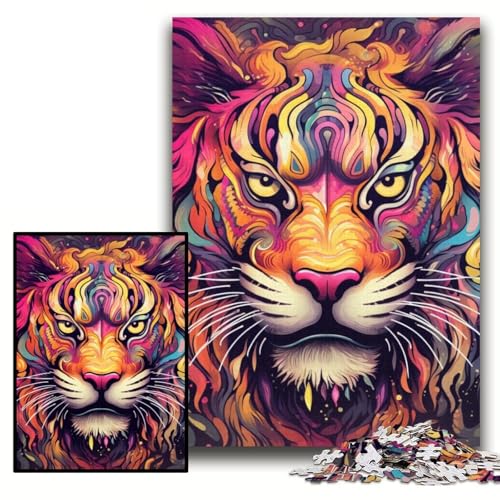 Puzzle für Erwachsene, 1000 Teile, Psychedelic Art Tiger, Puzzles für Erwachsene, 26x38cm, Denkspiel für Teenager und Familieninteraktion Puzzle für Erwachsene, 1000 Teile, Psychedelic Art Tiger, Puzzles für Erwachsene, 26x38cm, Denkspiel für Teenager und Familieninteraktion von ZKYUBEK