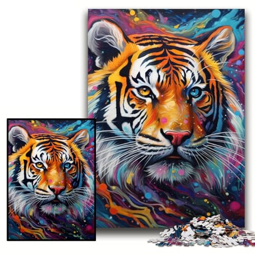 Puzzle für Erwachsene, 1000 Teile, Psychedelic Tiger, Puzzles für Erwachsene, 26x38cm, Denkspiel für Teenager und Familieninteraktion Puzzle für Erwachsene, 1000 Teile, Psychedelic Tiger, Puzzles für Erwachsene, 26x38cm, Denkspiel für Teenager und Familieninteraktion von ZKYUBEK