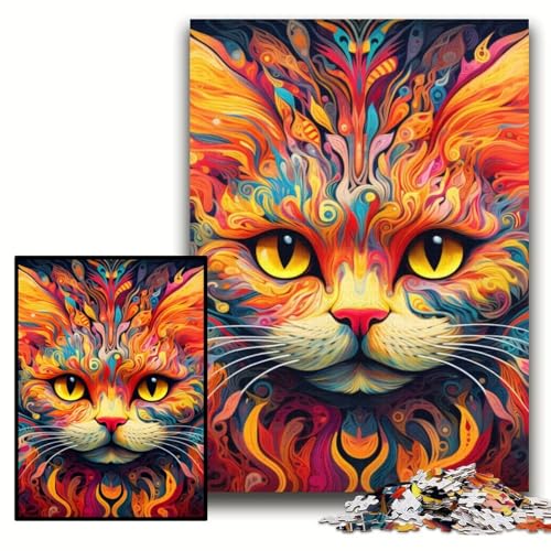 Puzzle für Erwachsene, 1000 Teile, Psychedelische Katze, Unmögliches Puzzle für Erwachsene, 50x75cm, Pädagogisches Denkspiel, Künstlerische Heim- und Bürodekoration, Ab 14 Jahren Puzzle für Erwachsene, 1000 Teile, Psychedelische Katze, Unmögliches Puzzle für Erwachsene, 50x75cm, Pädagogisches Denkspiel, Künstlerische Heim- und Bürodekoration, Ab 14 Jahren von ZKYUBEK