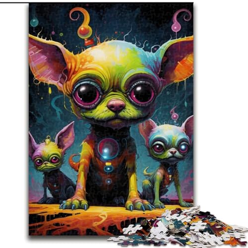 Puzzle für Erwachsene, 1000 Teile, Psychedelischer Chihuahua, Puzzle für Erwachsene, Größe 26x38cm, anspruchsvolles Denkspiel – entspannendes Spielzeug für Teenager von ZKYUBEK