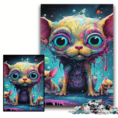 Puzzle für Erwachsene, 1000 Teile, Psychedelischer Chihuahua, Unmögliches Puzzle für Erwachsene, 50x75cm, Pädagogisches Denkspiel, Künstlerische Heim- und Bürodekoration, Ab 14 Jahren von ZKYUBEK