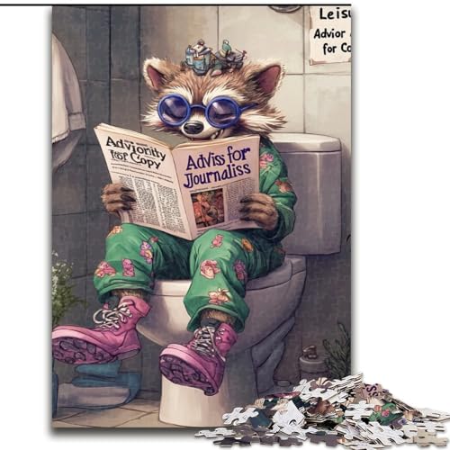 Puzzle für Erwachsene, 1000 Teile, Raccoon Go Toilet, Größe 50x75cm, ideal für Verliebte, perfektes Weihnachts-, Neujahrs- oder Valentinstagsgeschenk von ZKYUBEK