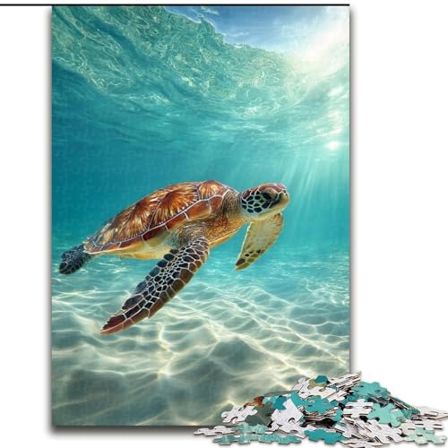 Puzzle für Erwachsene, 1000 Teile, Schildkröte im Ozean, Puzzle für Erwachsene, 26x38cm, anspruchsvolles DIY-Dekorationsspiel, interaktives Familienspielzeug von ZKYUBEK