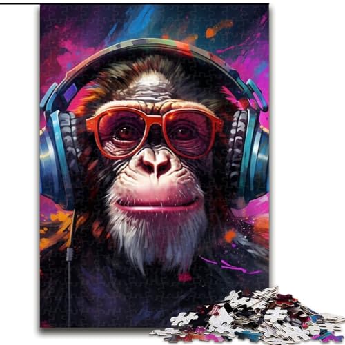Puzzle für Erwachsene, 1000 Teile, Schimpanse mit Kopfhörern, Puzzlegröße 26x38cm, Denksportaufgabe, Spiel für Erwachsene, interaktive Aktivität für die Familie Puzzle für Erwachsene, 1000 Teile, Schimpanse mit Kopfhörern, Puzzlegröße 26x38cm, Denksportaufgabe, Spiel für Erwachsene, interaktive Aktivität für die Familie von ZKYUBEK
