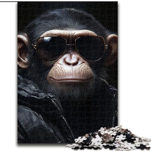 Puzzle für Erwachsene, 1000 Teile, Schimpanse mit Sonnenbrille, schwierige Puzzles für Erwachsene für Jugendliche, Lernspiele, Geschenke, 50x75cm Puzzle für Erwachsene, 1000 Teile, Schimpanse mit Sonnenbrille, schwierige Puzzles für Erwachsene für Jugendliche, Lernspiele, Geschenke, 50x75cm von ZKYUBEK