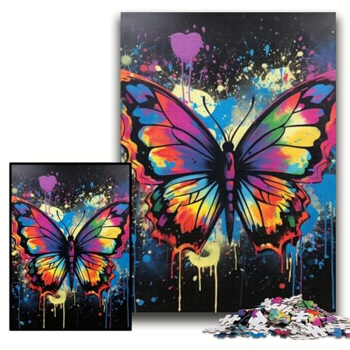 Puzzle für Erwachsene, 1000 Teile, Schmetterlings-Graffiti-Malerei, Kartonpuzzle, 26x38cm, Eltern, Partner, Freunde – ab 14 Jahren Puzzle für Erwachsene, 1000 Teile, Schmetterlings-Graffiti-Malerei, Kartonpuzzle, 26x38cm, Eltern, Partner, Freunde – ab 14 Jahren von ZKYUBEK