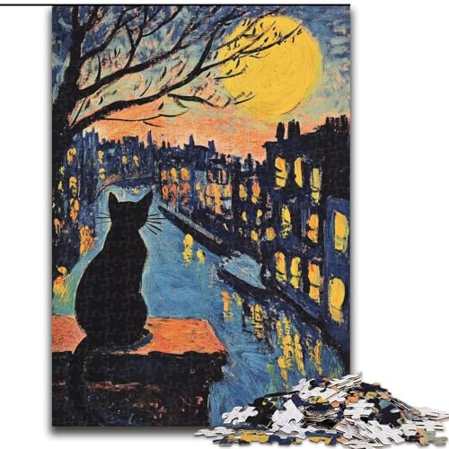 Puzzle für Erwachsene, 1000 Teile, Schwarze Katze, 26x38cm, Denkspiel für Teenager und Familieninteraktion von ZKYUBEK
