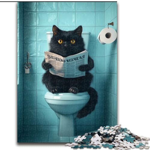 Puzzle für Erwachsene, 1000 Teile, Schwarze Katze auf Toilette, schwierige Puzzles für Erwachsene für Jugendliche, Lernspiele, Geschenke, 50x75cm Puzzle für Erwachsene, 1000 Teile, Schwarze Katze auf Toilette, schwierige Puzzles für Erwachsene für Jugendliche, Lernspiele, Geschenke, 50x75cm von ZKYUBEK