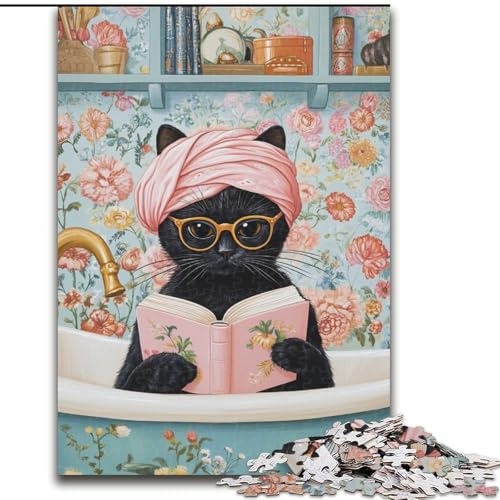 Puzzle für Erwachsene, 1000 Teile, Schwarze Katze im Badezimmer, schwierige Puzzles für Erwachsene für Jugendliche, Lernspiele, Geschenke, 50x75cm Puzzle für Erwachsene, 1000 Teile, Schwarze Katze im Badezimmer, schwierige Puzzles für Erwachsene für Jugendliche, Lernspiele, Geschenke, 50x75cm von ZKYUBEK