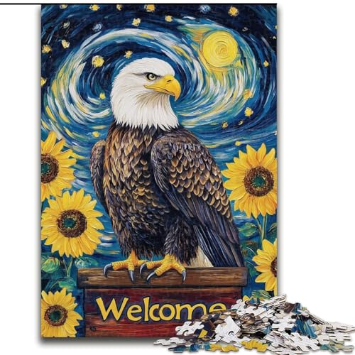 Puzzle für Erwachsene, 1000 Teile, Sonnenblumen-Adler, 50x75cm, Denkspiel für Teenager und Familieninteraktion von ZKYUBEK