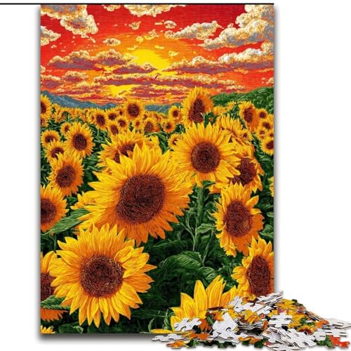 Puzzle für Erwachsene, 1000 Teile, Sonnenblumen-Puzzle, 26x38cm, Denkspiel für Teenager und Familieninteraktion von ZKYUBEK