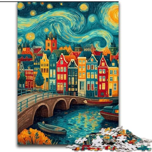 Puzzle für Erwachsene, 1000 Teile, Stadt unter dem Nachthimmel, 50x75cm, Denkspiel für Teenager und Familieninteraktion von ZKYUBEK