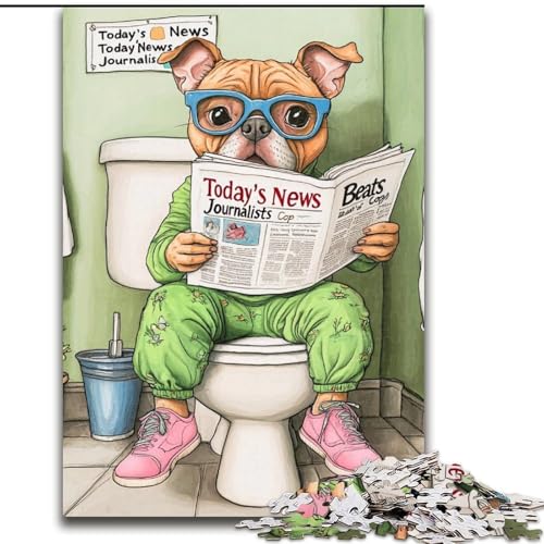 Puzzle für Erwachsene, 1000 Teile, Staffordshire Bull Go Toilet, Unmögliches Puzzle für Erwachsene, Größe 50x75cm, Denksportaufgabe und Heimdekoration Puzzle für Erwachsene, 1000 Teile, Staffordshire Bull Go Toilet, Unmögliches Puzzle für Erwachsene, Größe 50x75cm, Denksportaufgabe und Heimdekoration von ZKYUBEK