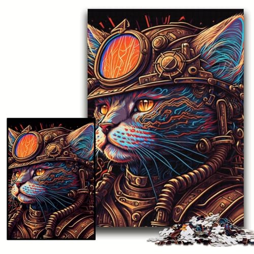 Puzzle für Erwachsene, 1000 Teile, Steampunk-Katze, Holzpuzzle, 50x75cm, Eltern, Partner, Freunde – ab 14 Jahren Puzzle für Erwachsene, 1000 Teile, Steampunk-Katze, Holzpuzzle, 50x75cm, Eltern, Partner, Freunde – ab 14 Jahren von ZKYUBEK