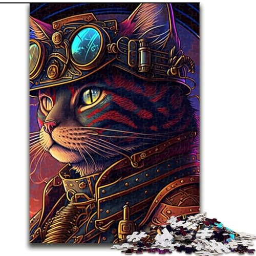 Puzzle für Erwachsene, 1000 Teile, Steampunk-Katzen-Puzzle für Erwachsene, Größe 26x38cm, anspruchsvolles Denkspiel – entspannendes Spielzeug für Teenager von ZKYUBEK