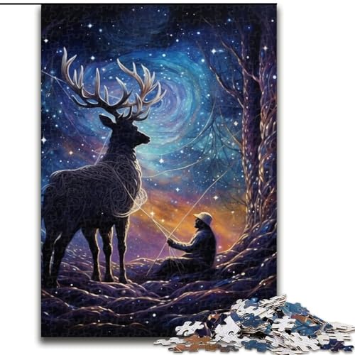 Puzzle für Erwachsene, 1000 Teile, Sternennacht-Hirsch, Holzpuzzle, Größe 50x75cm, Denksportaufgabe, Spiel für Erwachsene, interaktive Aktivität für die Familie von ZKYUBEK