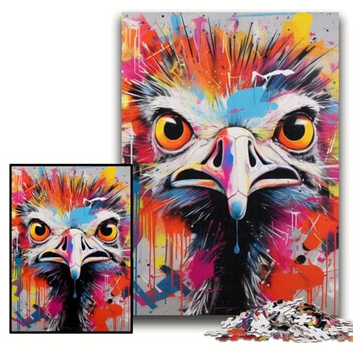 Puzzle für Erwachsene, 1000 Teile, Straußen-Graffiti-Puzzle für Erwachsene, 26x38cm, Gehirn-Herausforderung, Teenager und zur Heimdekoration Puzzle für Erwachsene, 1000 Teile, Straußen-Graffiti-Puzzle für Erwachsene, 26x38cm, Gehirn-Herausforderung, Teenager und zur Heimdekoration von ZKYUBEK