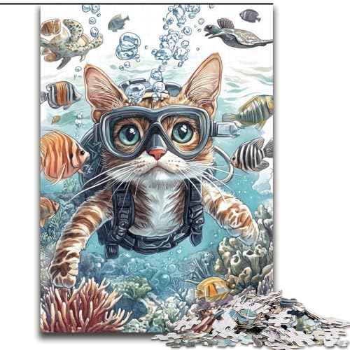 Puzzle für Erwachsene, 1000 Teile, Taucherkatze, schwierige Puzzles für Erwachsene für Jugendliche, Lernspiele, Geschenke, 26x38cm Puzzle für Erwachsene, 1000 Teile, Taucherkatze, schwierige Puzzles für Erwachsene für Jugendliche, Lernspiele, Geschenke, 26x38cm von ZKYUBEK