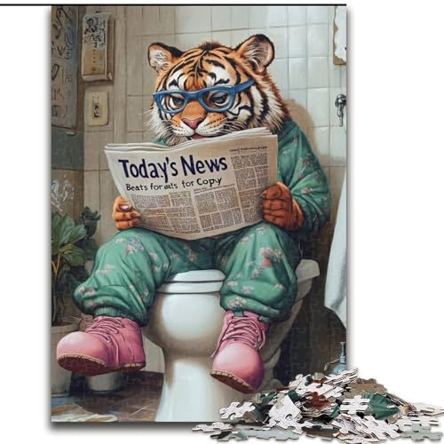 Puzzle für Erwachsene, 1000 Teile, Tiger Go Toilet, Größe 26x38cm, ideal für Verliebte, perfektes Weihnachts-, Neujahrs- oder Valentinstagsgeschenk von ZKYUBEK