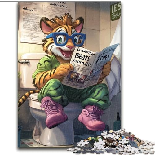 Puzzle für Erwachsene, 1000 Teile, Tiger Go Toilet, Größe 26x38cm, ideal für Verliebte, perfektes Weihnachts-, Neujahrs- oder Valentinstagsgeschenk von ZKYUBEK
