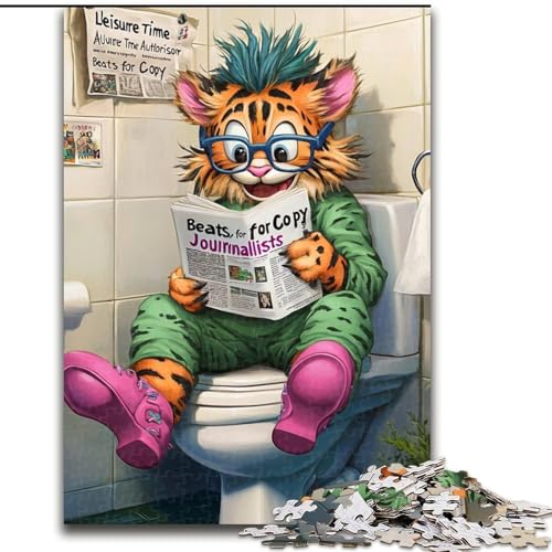 Puzzle für Erwachsene, 1000 Teile, Tiger Go Toilet, Puzzle für Erwachsene, Größe 26x38cm, Muttertag, Geburtstag, Weihnachten von ZKYUBEK