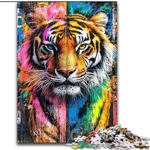 Puzzle für Erwachsene, 1000 Teile, Tiger-Ölgemälde, 50x75cm, Denkspiel für Teenager und Familieninteraktion von ZKYUBEK