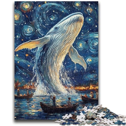 Puzzle für Erwachsene, 1000 Teile, Wale im Sternenhimmel, anspruchsvoll zu vervollständigen, Aber lustig und humorvoll, einzigartige Heimdekoration und Geschenke, 50x75cm von ZKYUBEK
