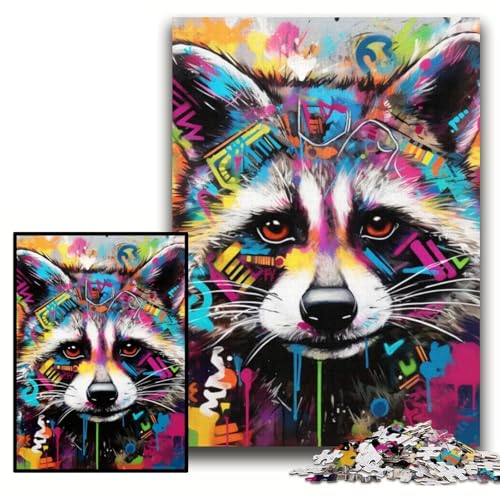 Puzzle für Erwachsene, 1000 Teile, Waschbär-Graffiti, Unmögliches Puzzle für Erwachsene, 26x38cm, pädagogisches Denkspiel, künstlerische Heim- und Bürodekoration, ab 14 Jahren Puzzle für Erwachsene, 1000 Teile, Waschbär-Graffiti, Unmögliches Puzzle für Erwachsene, 26x38cm, pädagogisches Denkspiel, künstlerische Heim- und Bürodekoration, ab 14 Jahren von ZKYUBEK