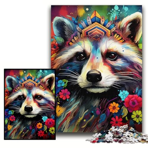 Puzzle für Erwachsene, 1000 Teile, Waschbär mit Blumen, Unmögliches Puzzle für Erwachsene, 26x38cm, pädagogisches Denkspiel, künstlerische Heim- und Bürodekoration, ab 14 Jahren Puzzle für Erwachsene, 1000 Teile, Waschbär mit Blumen, Unmögliches Puzzle für Erwachsene, 26x38cm, pädagogisches Denkspiel, künstlerische Heim- und Bürodekoration, ab 14 Jahren von ZKYUBEK