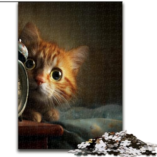 Puzzle für Erwachsene, 1000 Teile, Wecker, Katzen-Puzzle, 26x38cm, Denkspiel für Teenager und Familieninteraktion von ZKYUBEK
