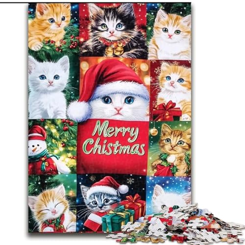 Puzzle für Erwachsene, 1000 Teile, Weihnachtskatze, schwierige Puzzles für Erwachsene für Jugendliche, Lernspiele, Geschenke, 50x75cm Puzzle für Erwachsene, 1000 Teile, Weihnachtskatze, schwierige Puzzles für Erwachsene für Jugendliche, Lernspiele, Geschenke, 50x75cm von ZKYUBEK