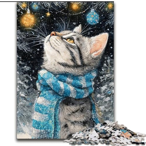 Puzzle für Erwachsene, 1000 Teile, Weihnachtskatzen-Puzzle für Erwachsene, 26x38cm, anspruchsvolles DIY-Dekorationsspiel, interaktives Familienspielzeug von ZKYUBEK