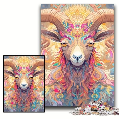 Puzzle für Erwachsene, 1000 Teile, Ziegenpuzzle für Erwachsene, 50x75cm, Eltern, Partner, Freunde – ab 14 Jahren von ZKYUBEK