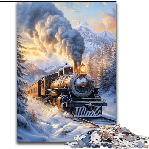 Puzzle für Erwachsene, 1000 Teile, Zug fährt auf Schnee, schwierige Puzzles für Erwachsene für Jugendliche, Lernspiele, Geschenke, 26x38cm Puzzle für Erwachsene, 1000 Teile, Zug fährt auf Schnee, schwierige Puzzles für Erwachsene für Jugendliche, Lernspiele, Geschenke, 26x38cm von ZKYUBEK