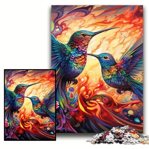 Puzzle für Erwachsene, 1000 Teile, Zwei Bunte Kolibris, Puzzle für Erwachsene, 50x75cm, Denkspiel für Teenager und Familieninteraktion von ZKYUBEK