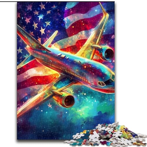 Puzzle für Erwachsene, 1000 Teile, amerikanische Flagge, Flugzeug, schwierige Puzzles für Erwachsene für Jugendliche, Lernspiele, Geschenke, 50x75cm Puzzle für Erwachsene, 1000 Teile, amerikanische Flagge, Flugzeug, schwierige Puzzles für Erwachsene für Jugendliche, Lernspiele, Geschenke, 50x75cm von ZKYUBEK