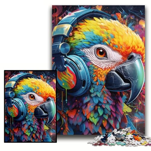 Puzzle für Erwachsene, 1000 Teile, bunter Papagei, Papppuzzle, 26x38cm, Spaß für den Familienspielabend, dekoratives Kunstwerk zum Selbermachen von ZKYUBEK