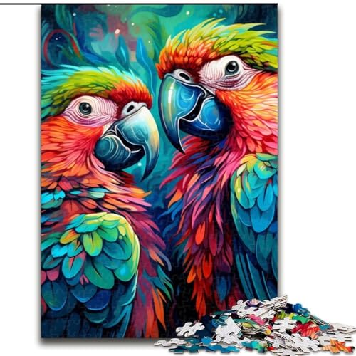 Puzzle für Erwachsene, 1000 Teile, bunter Papagei, Papppuzzle, Größe 26x38cm, Heimdekoration von ZKYUBEK